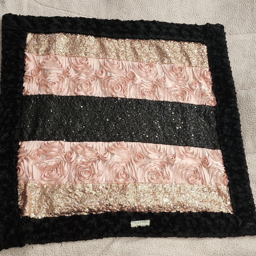 Black and Pink Sequin Throw Blanket